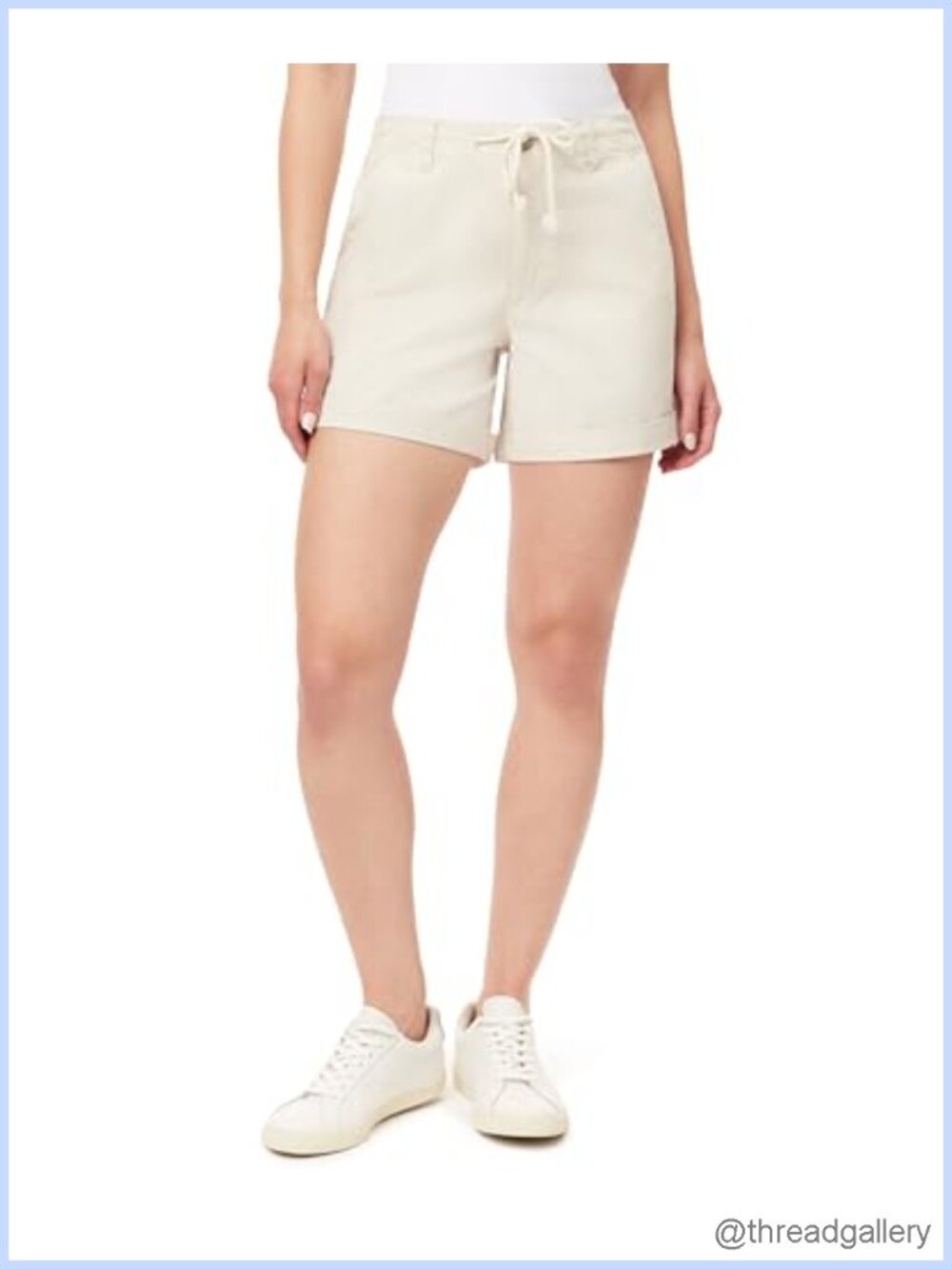5-Inch Stretch Tie Front Girlfriend Shorts with Rope